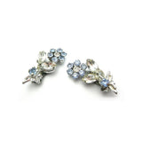 Vintage 1950's Diamante Blue Clip Earrings