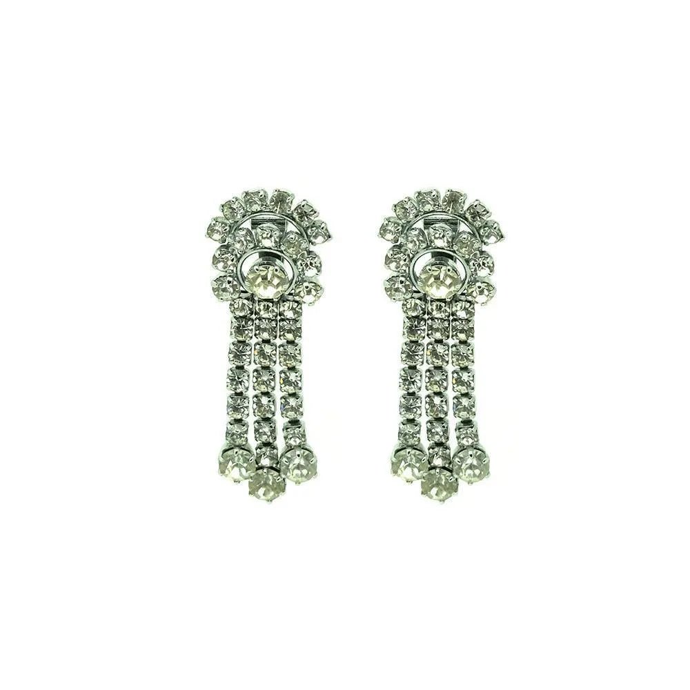 Vintage 1950s Diamante Clip on Earrings