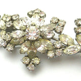 Vintage 1950s Diamante Flower Brooch