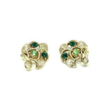 Vintage 1950s Diamante Green Fan Earrings