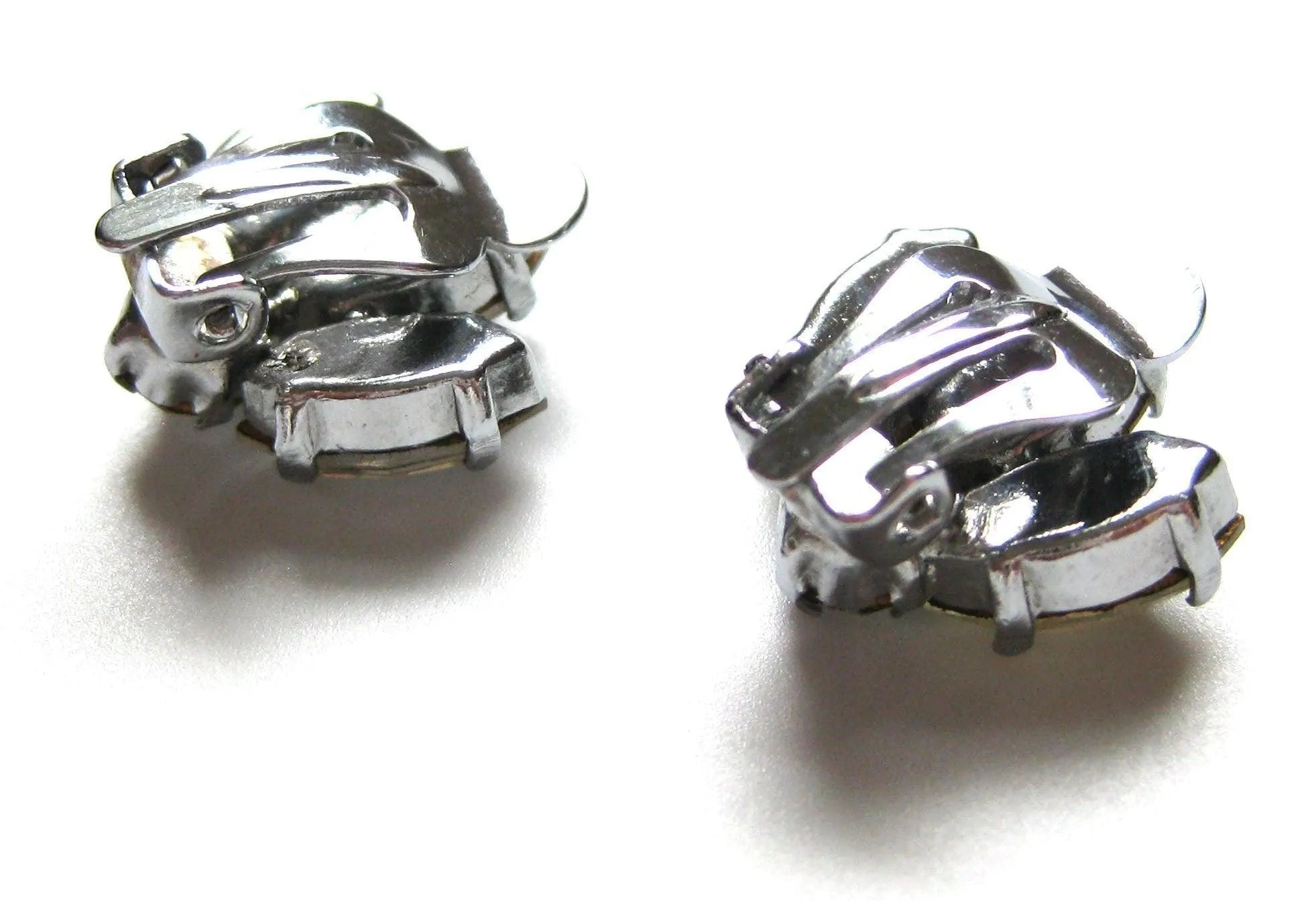 Vintage 1950s Diamante Petal Earrings, view 3