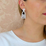 Vintage 1950s Diamante Rhinestone Chandelier Clip Earrings