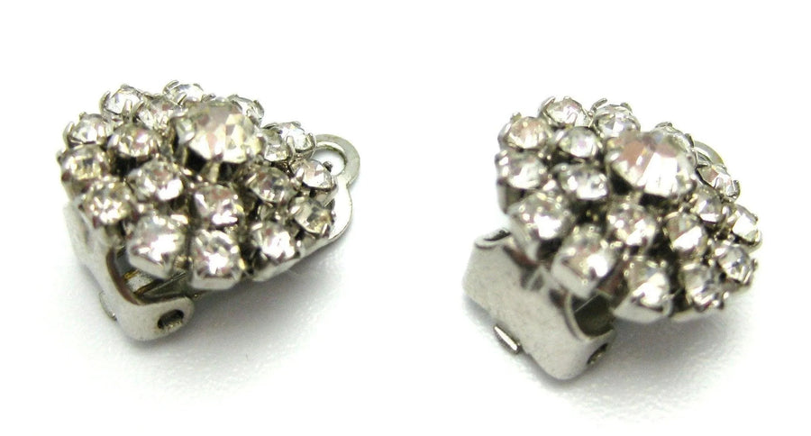 Vintage 1950s Diamante Round Clip on Earrings