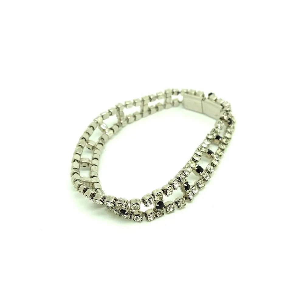 Vintage 1950s Double Row Diamanté Rhinestone Bracelet, view 5