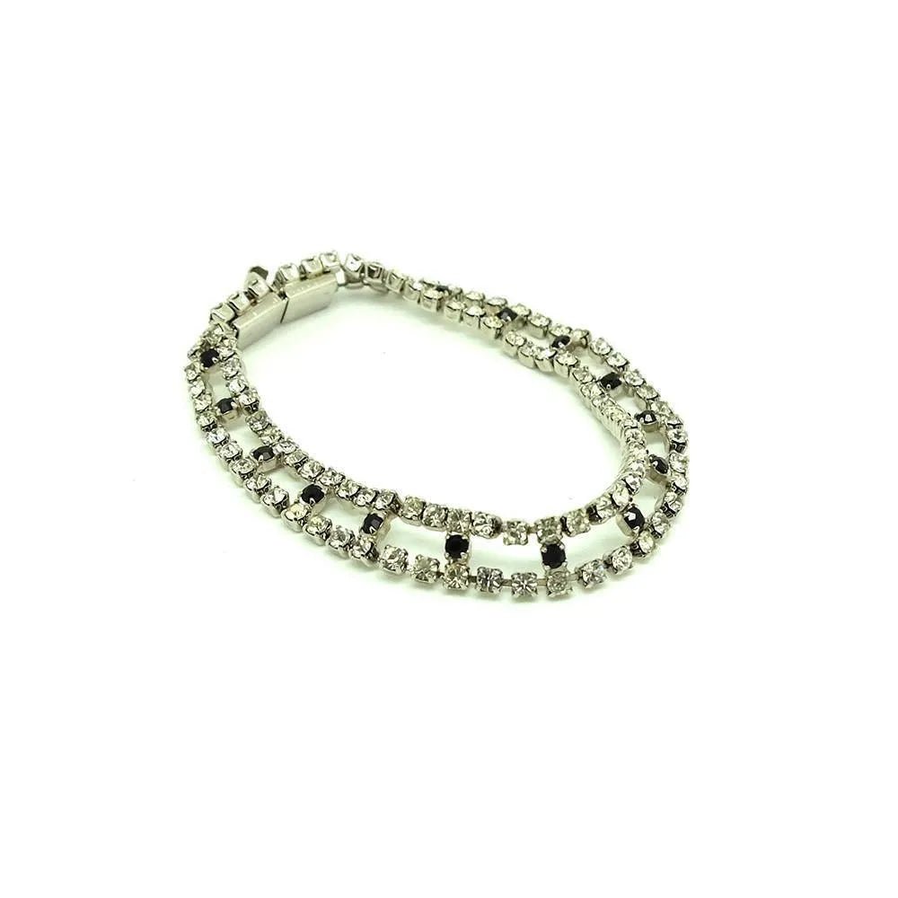 Vintage 1950s Double Row Diamanté Rhinestone Bracelet