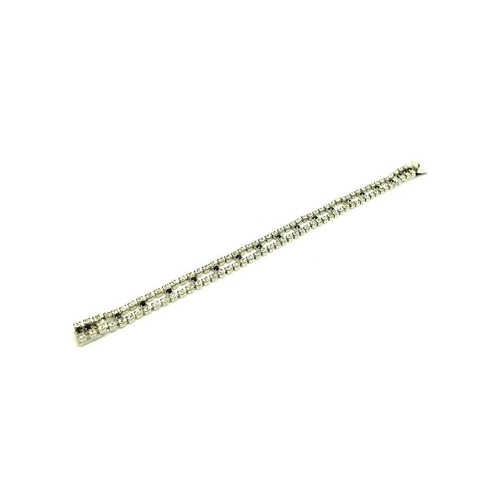 Vintage 1950s Double Row Diamanté Rhinestone Bracelet, view 7