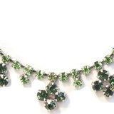 Vintage 1950s Green Diamante Flower Necklace