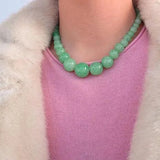 Vintage 1950s Green Glass Speckles Necklace