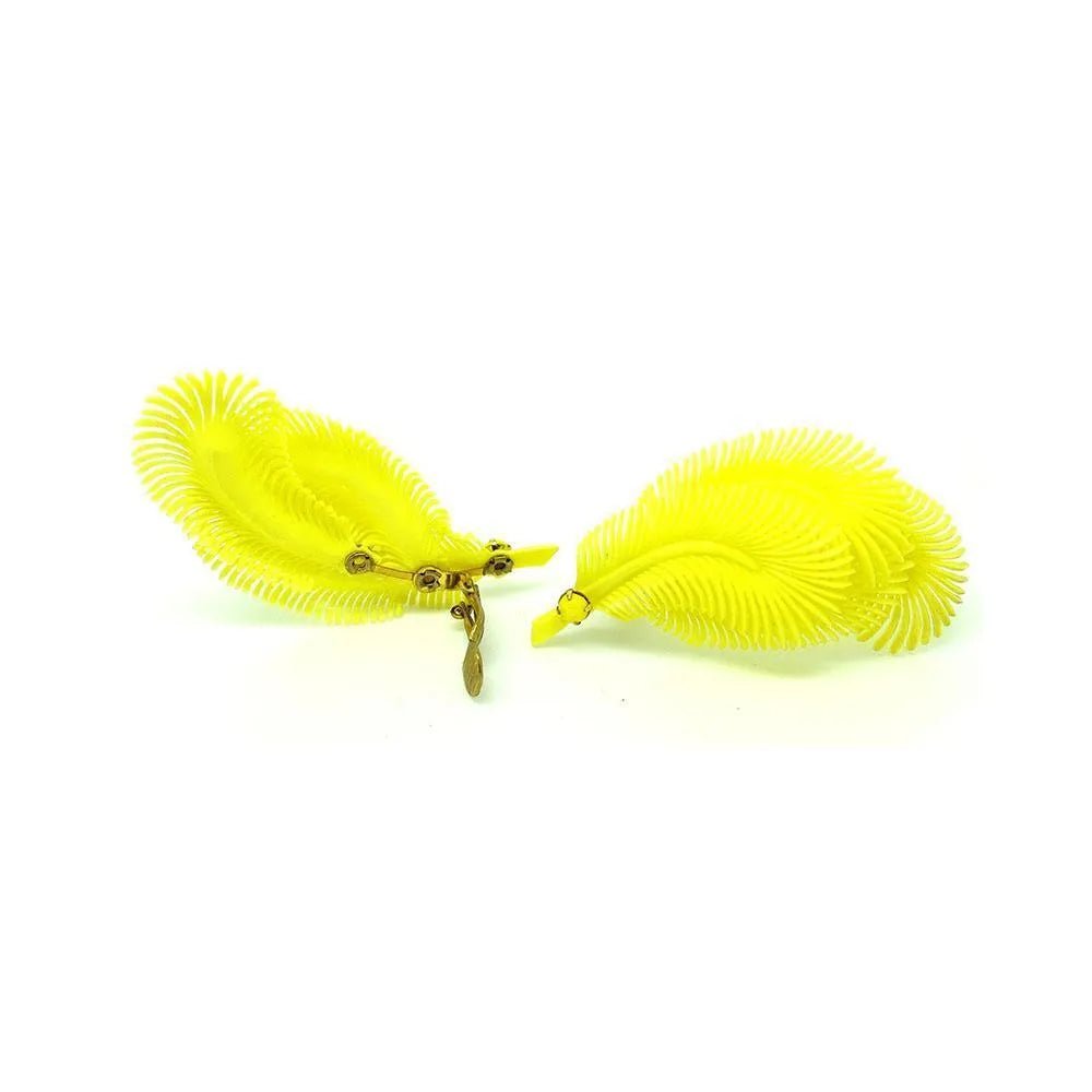 Vintage 1950s Lemon Yellow Clip on Earrings, view 4