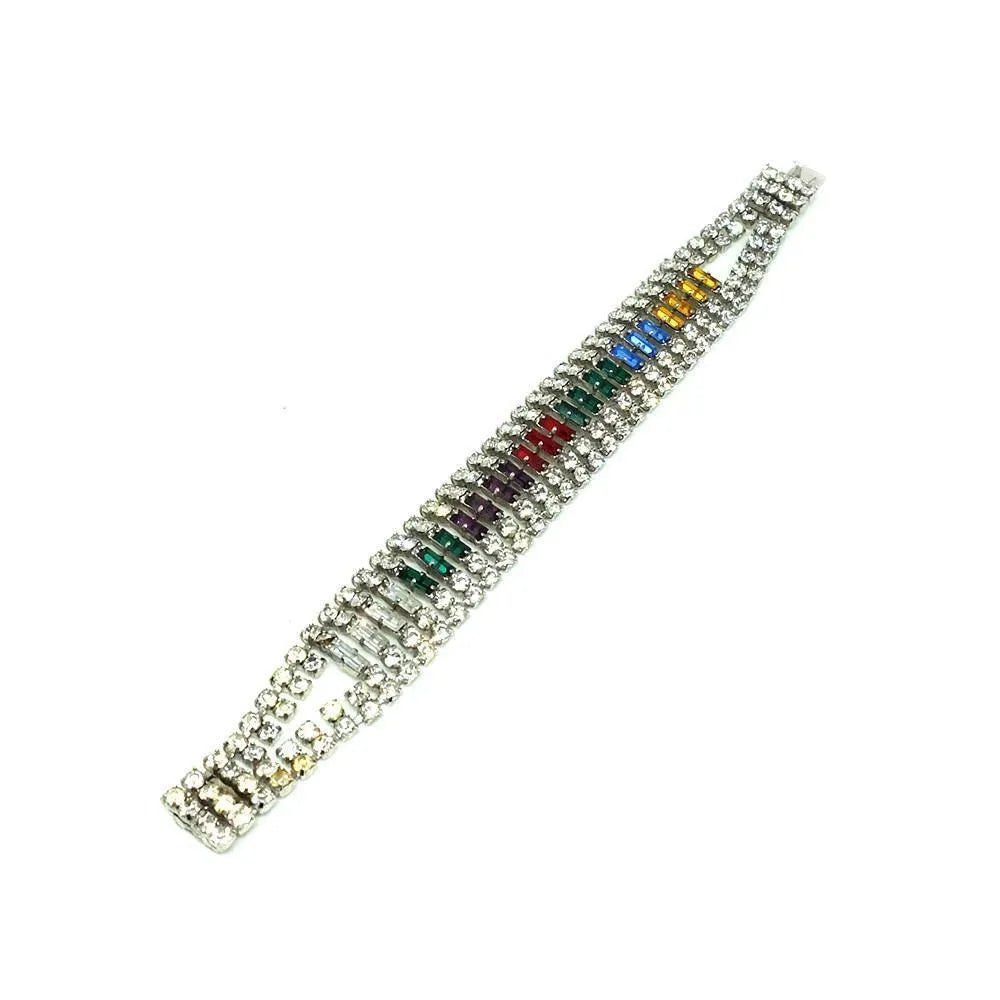 Vintage 1950s Multicoloured Diamante Bracelet, view 6