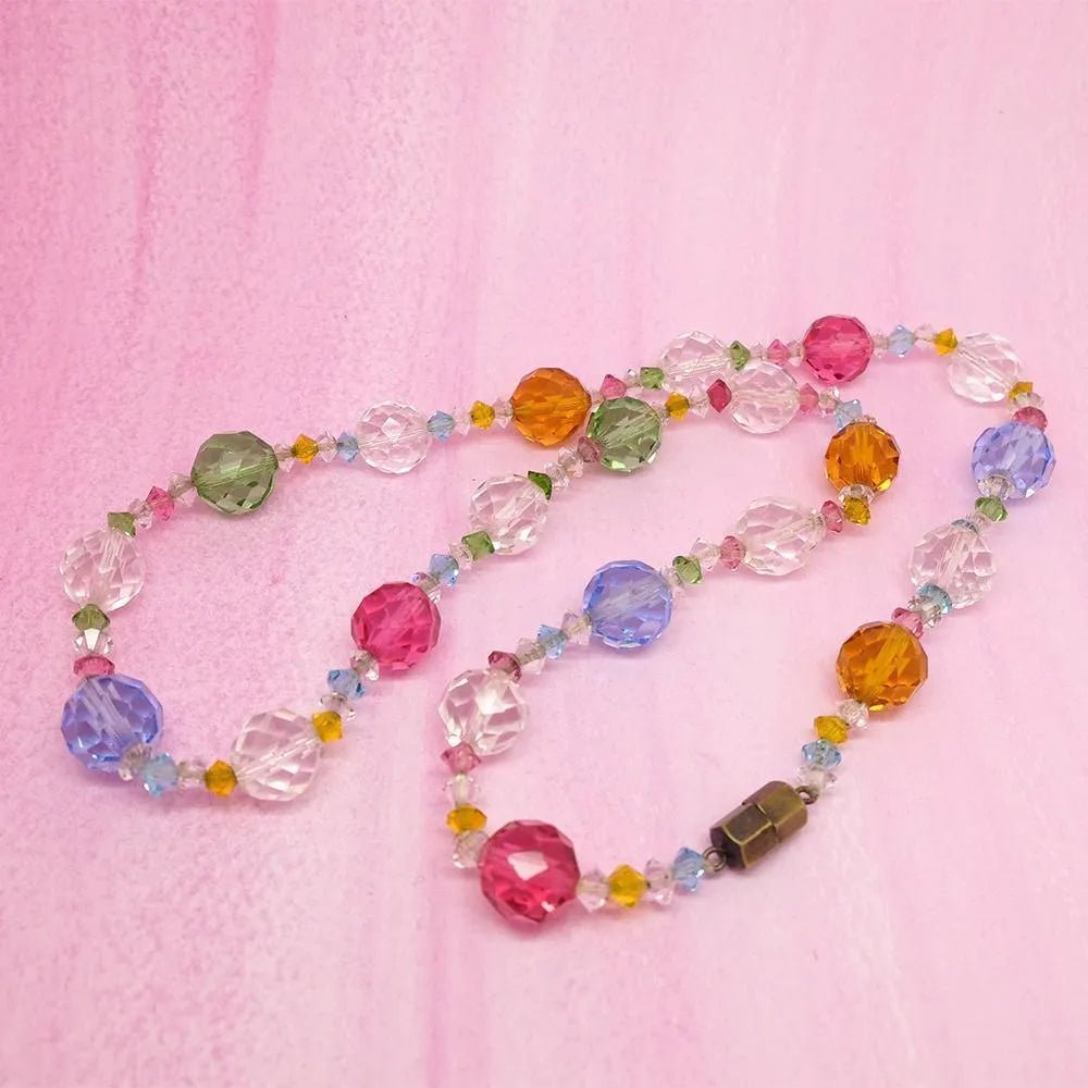 Collar vintage con cuentas de cristal multicolor de los años 50, view 4