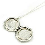 Vintage 1950s Octagonal Engraved Silver Locket Necklace