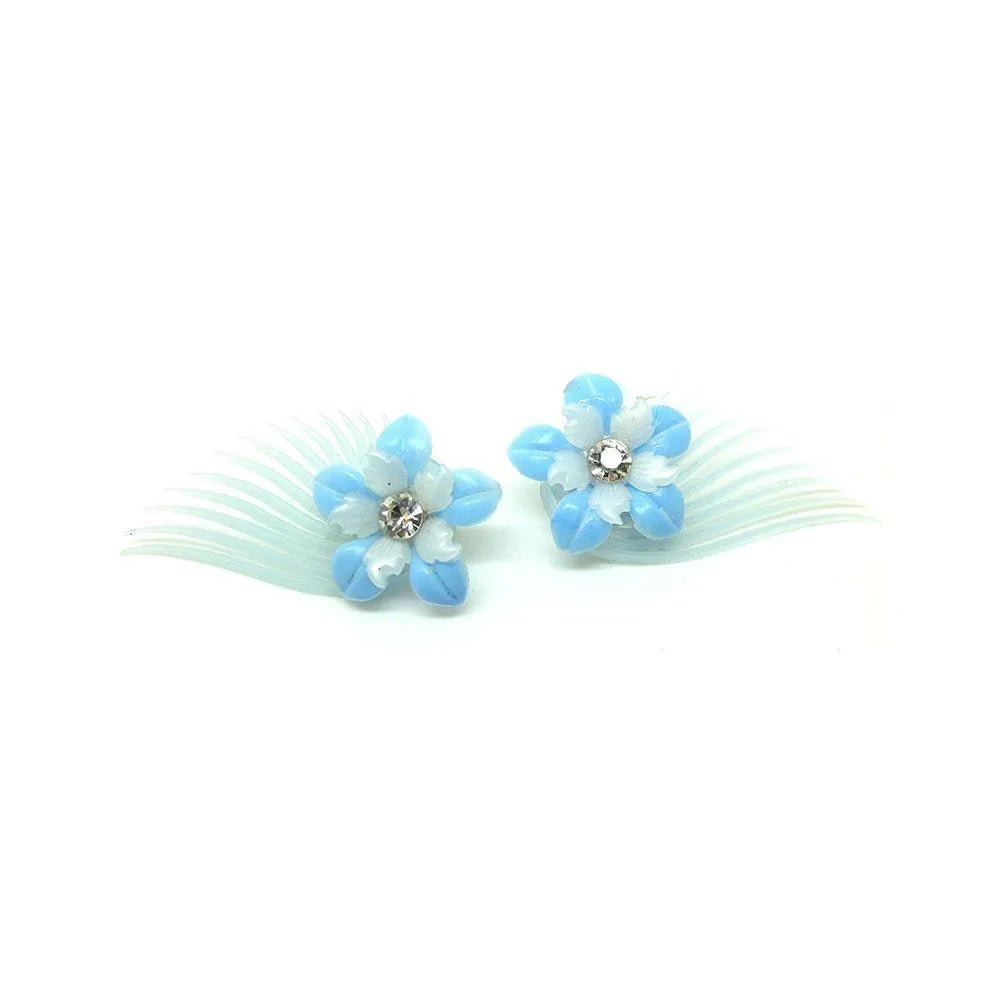 Vintage 1950s Pale Blue Wing Clip on Earrings