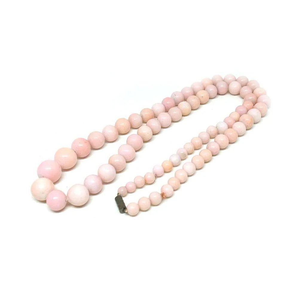 Vintage 1950s Pink Glass Beaded Necklace, view 3