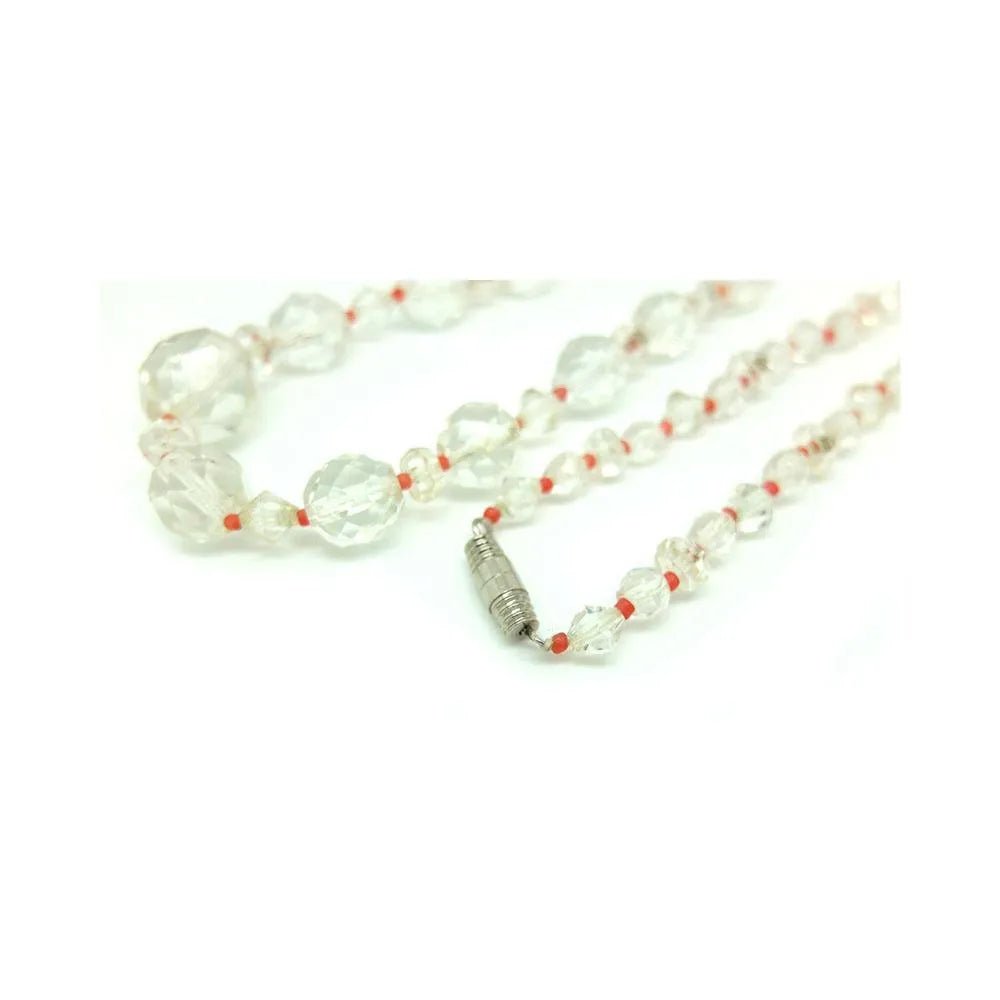 Vintage 1950's Red Bead Long Glass Necklace, view 3
