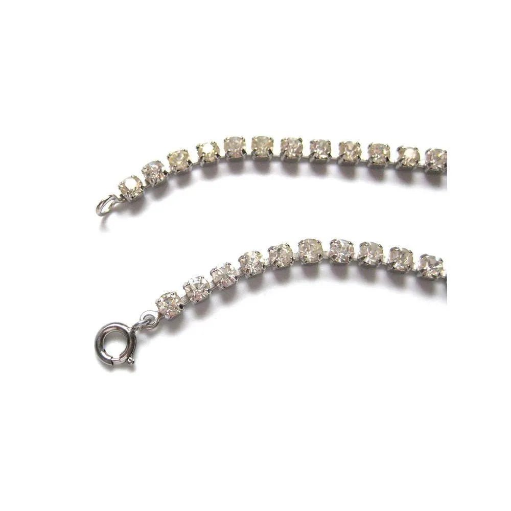 Vintage 1950s Rhinestone Flower Choker Necklace, view 5