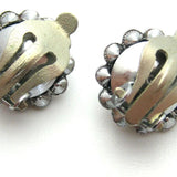 Vintage 1950s Round Halo Pink Diamante Earrings