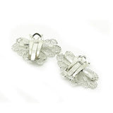 Vintage 1950s Silver Filigree Butterfly Clip On Earrings