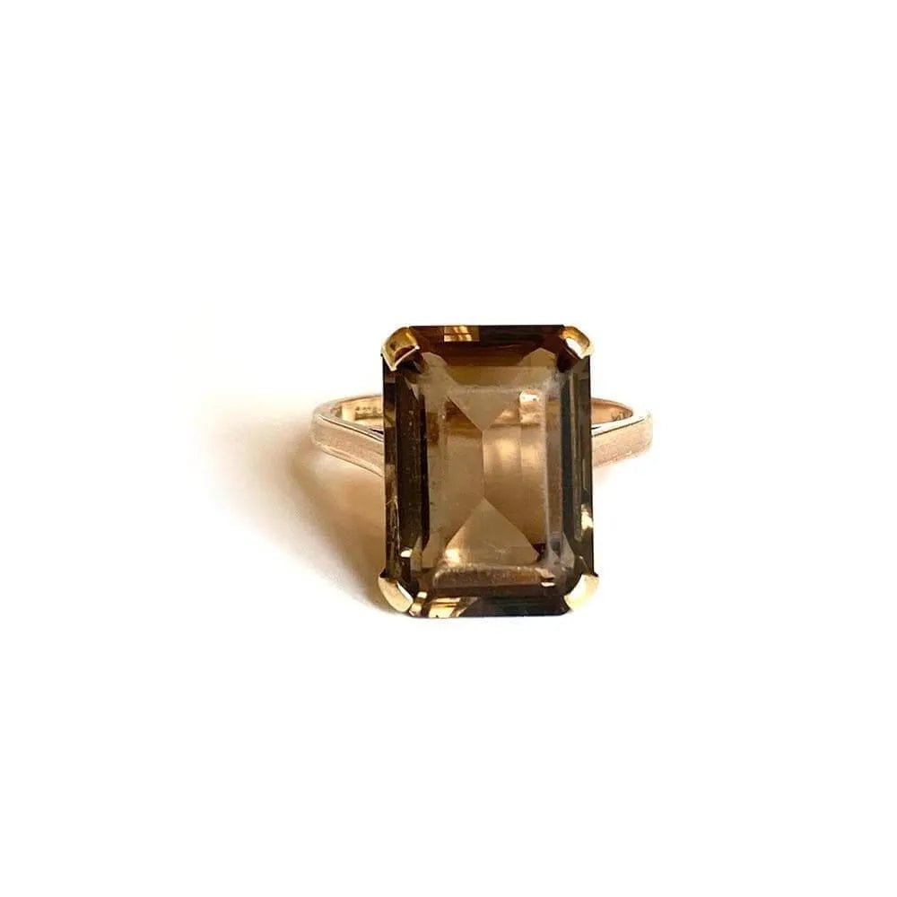 Vintage 1950s Smokey Quartz 9ct Gold Dress Ring, view 7