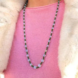 Vintage 1950's Vasaline Glass Beaded Necklace (Necklace Set)