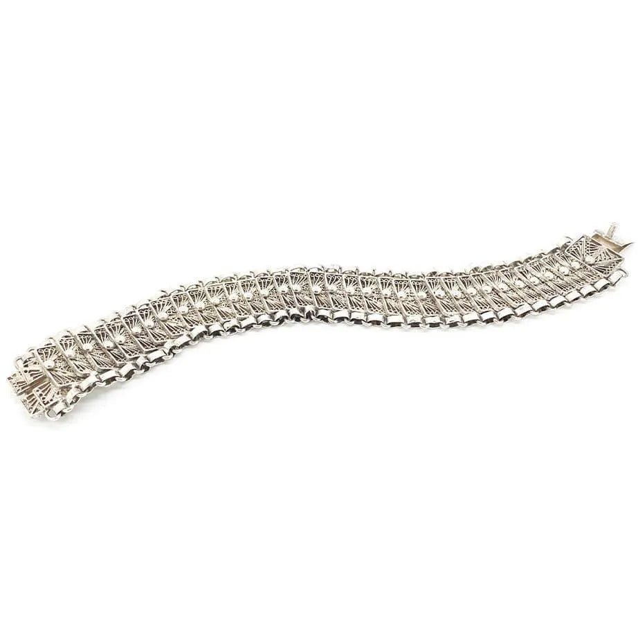 Vintage 1950s/60s Silver Filigree Bracelet, view 3
