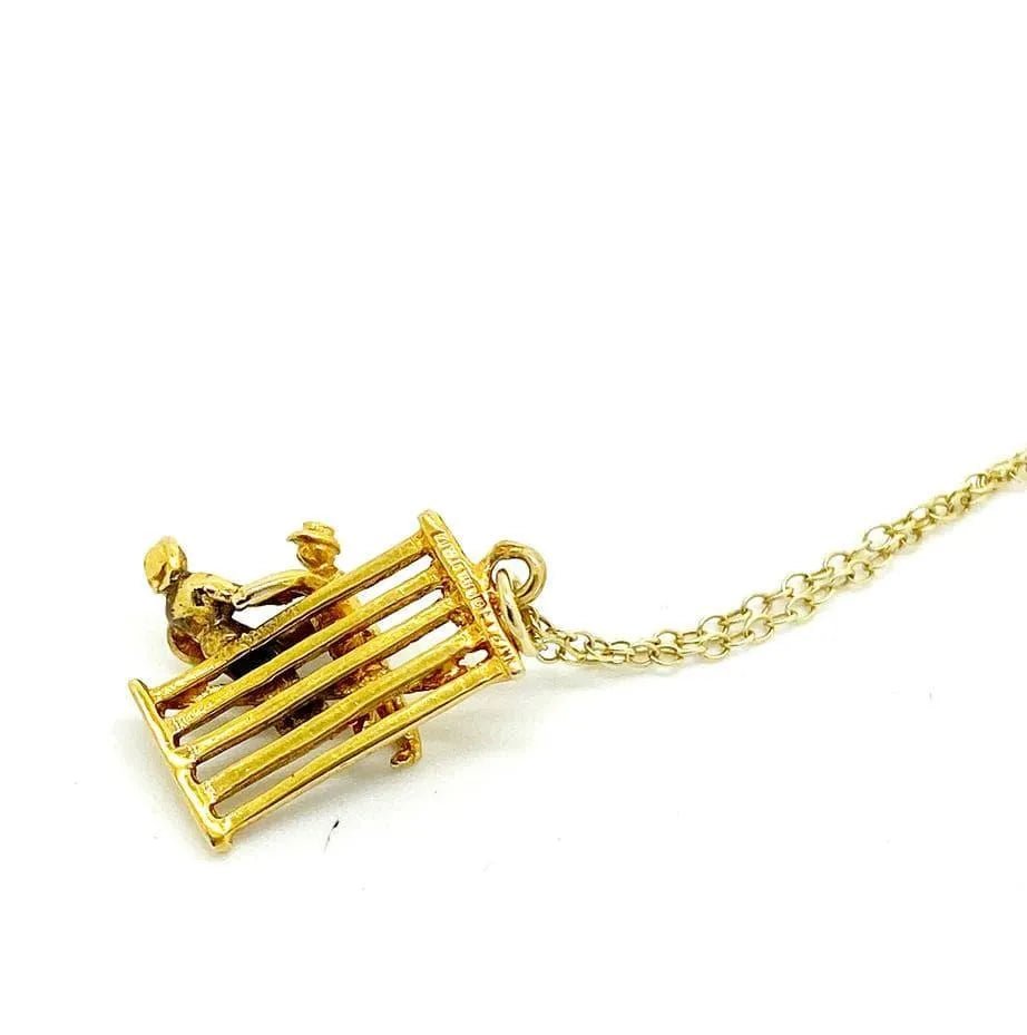 Vintage 1958 9ct Gold Lovers Gate Charm Necklace, view 4