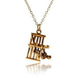 Vintage 1958 9ct Gold Lovers Gate Charm Necklace