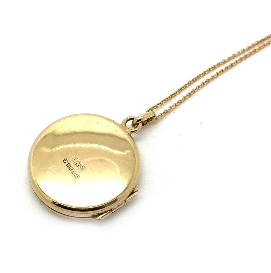 Vintage 1960 9ct Gold Round Locket Necklace