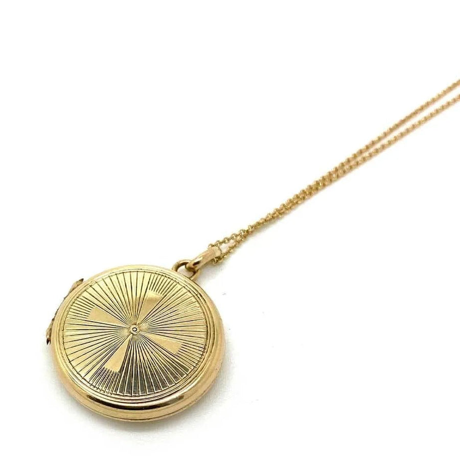 Vintage 1960 9ct Gold Round Locket Necklace