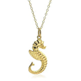 Vintage 1960s 9ct Yellow Gold Sea Horse Charm Necklace