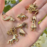 Vintage 1960s 9ct Yellow Gold Sea Horse Charm Necklace