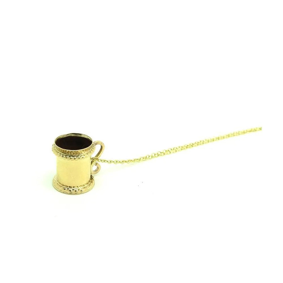 Vintage 1960s 9ct Yellow Gold Tankard Charm Necklace