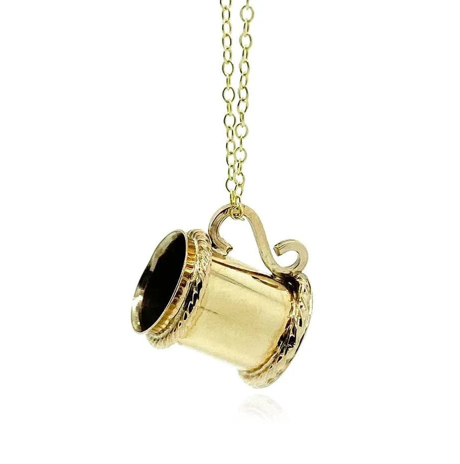 Vintage 1960s 9ct Yellow Gold Tankard Charm Necklace