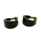 Vintage 1960s Black Hoop Earrings