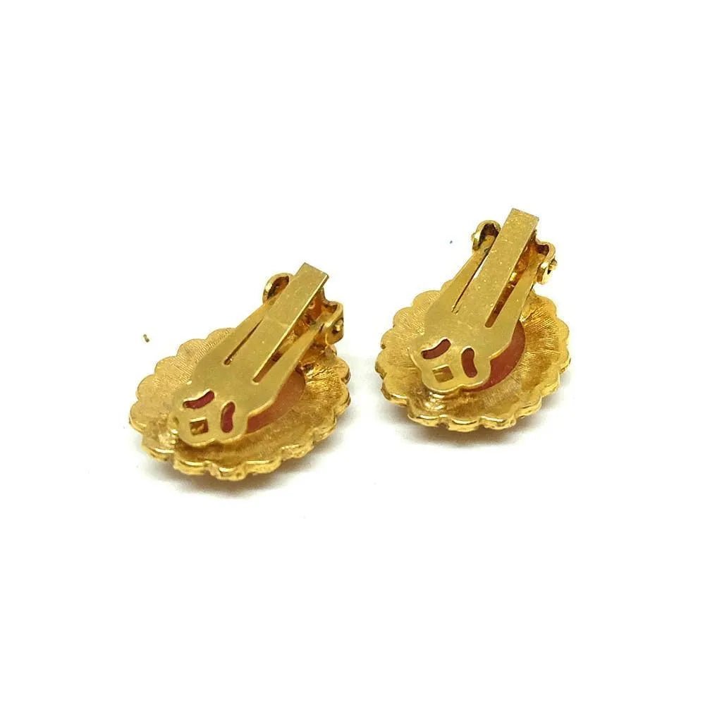 Vintage 1960's Cameo Clip Earrings, view 3