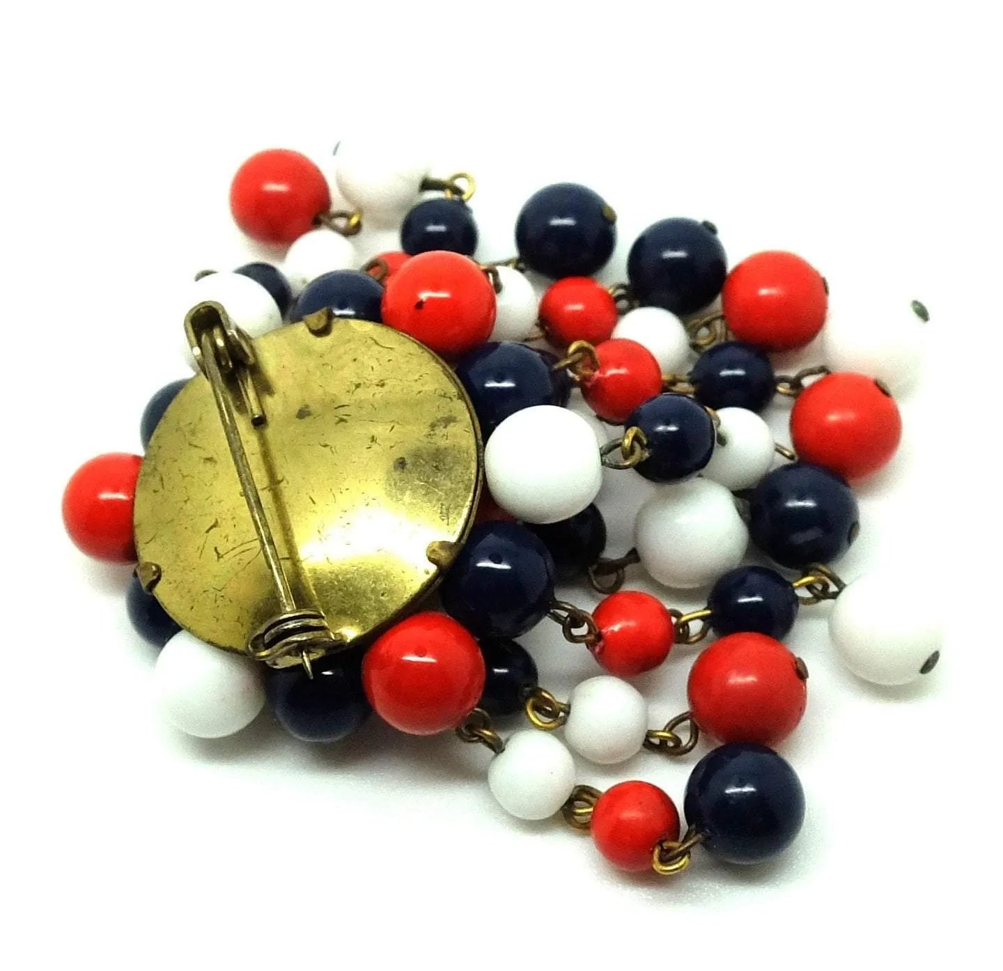 Vintage 1960s Cascade Red, White & Blue Brooch, view 3