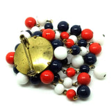 Vintage 1960s Cascade Red, White & Blue Brooch