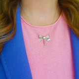 Vintage 1960s Engraved Sterling Silver Bow Necklace