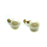 Vintage 1960's Faux Pearl Gold Earrings