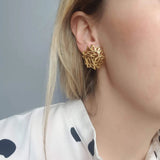 Vintage 1960s Gold Tone Designer Trifari Earrings