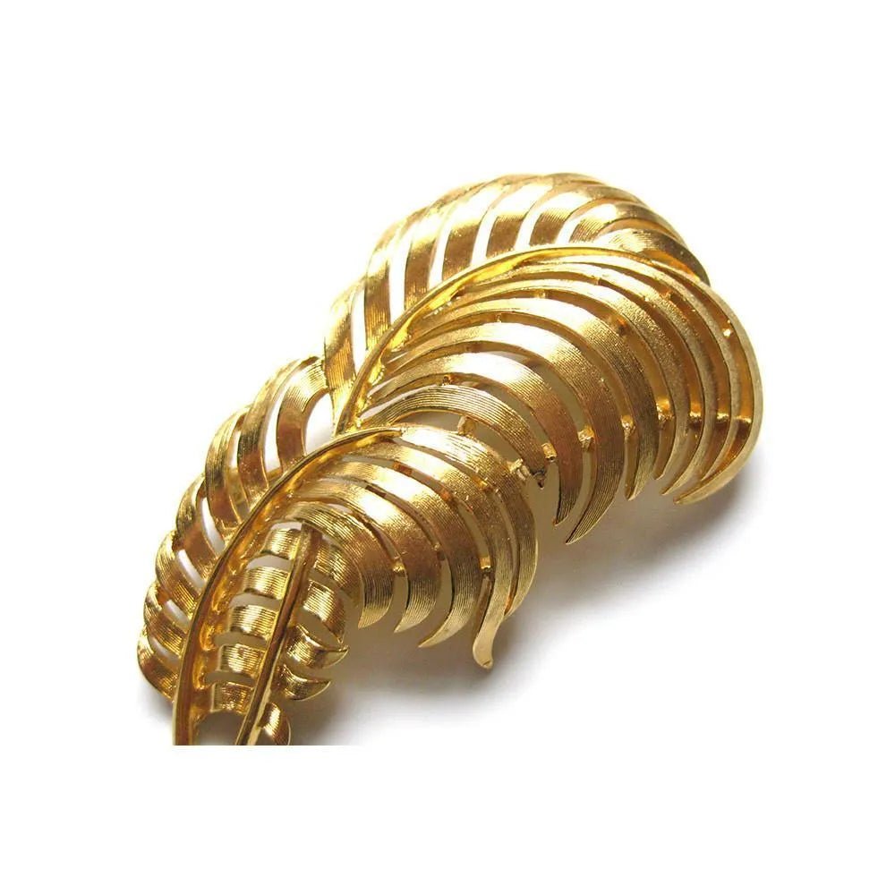 Vintage 1960s Golden Leaf Designer Trifari Brooch, view 4