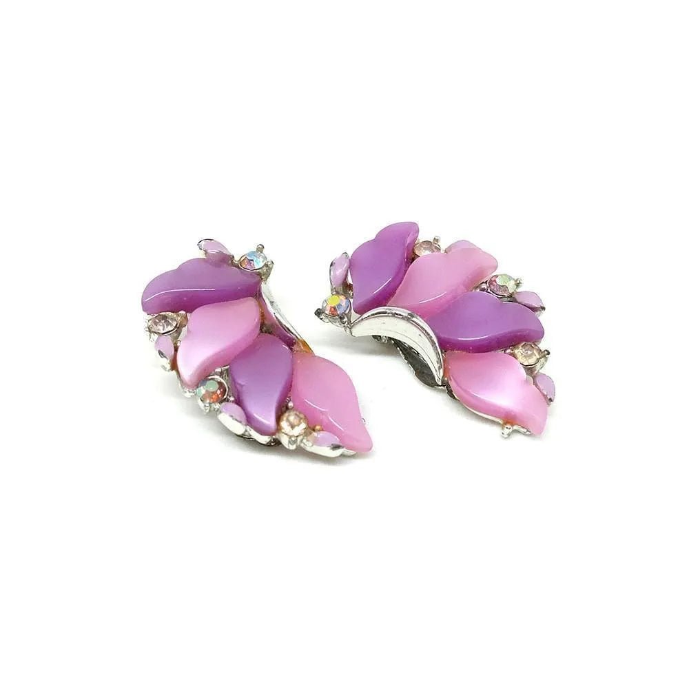 Vintage 1960's Lisner Purple Earrings, view 5