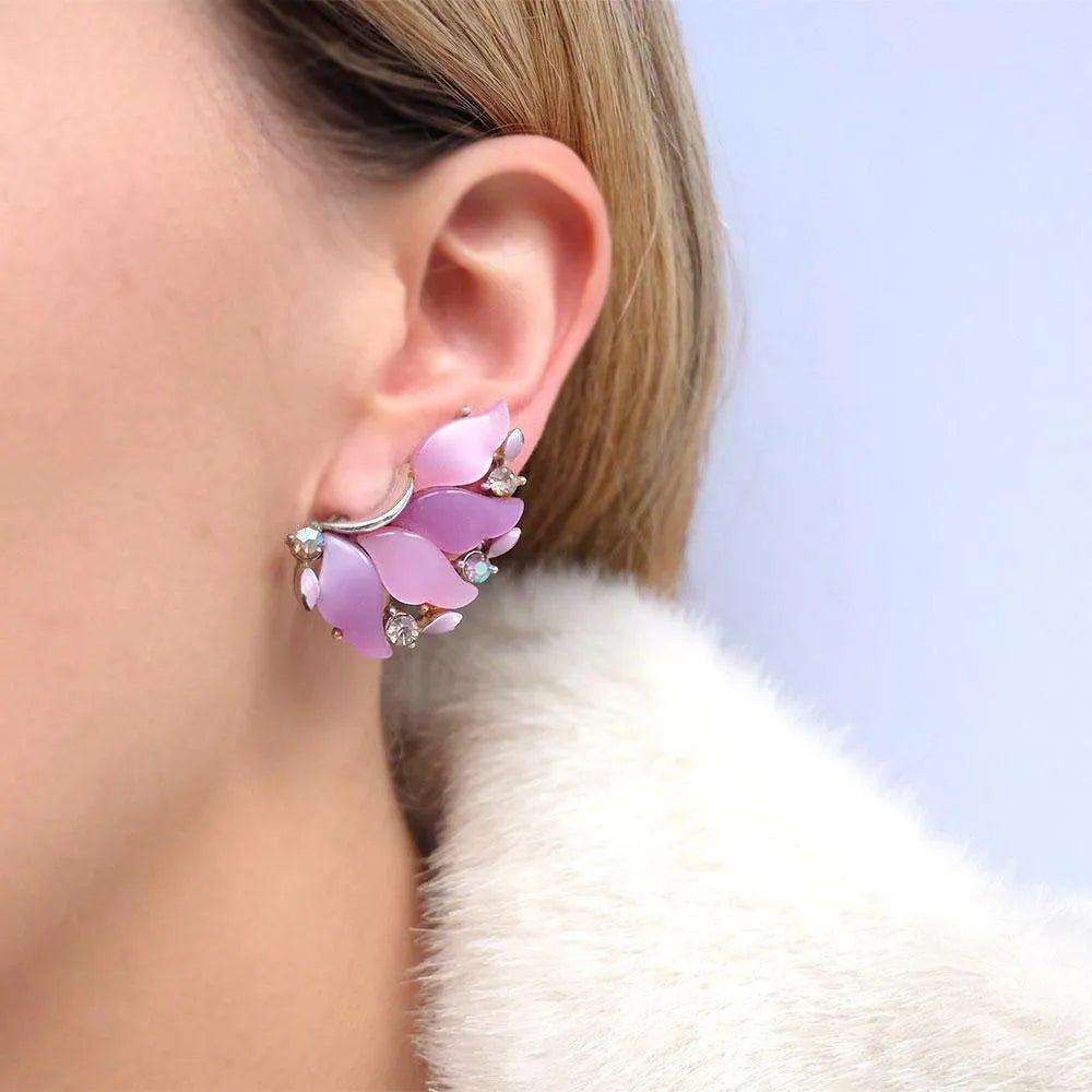 Vintage 1960's Lisner Purple Earrings, view 2