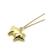 Vintage 1960s Lucky 9ct Gold Pig Charm Necklace