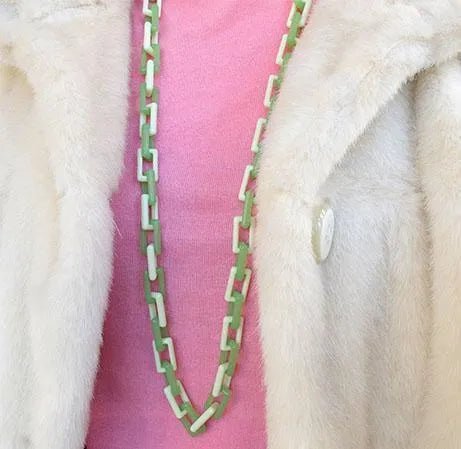 Vintage 1960's Neon Green Chain Necklace