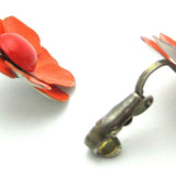 Vintage 1960s Orange Flower Earrings