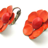 Vintage 1960s Orange Flower Earrings