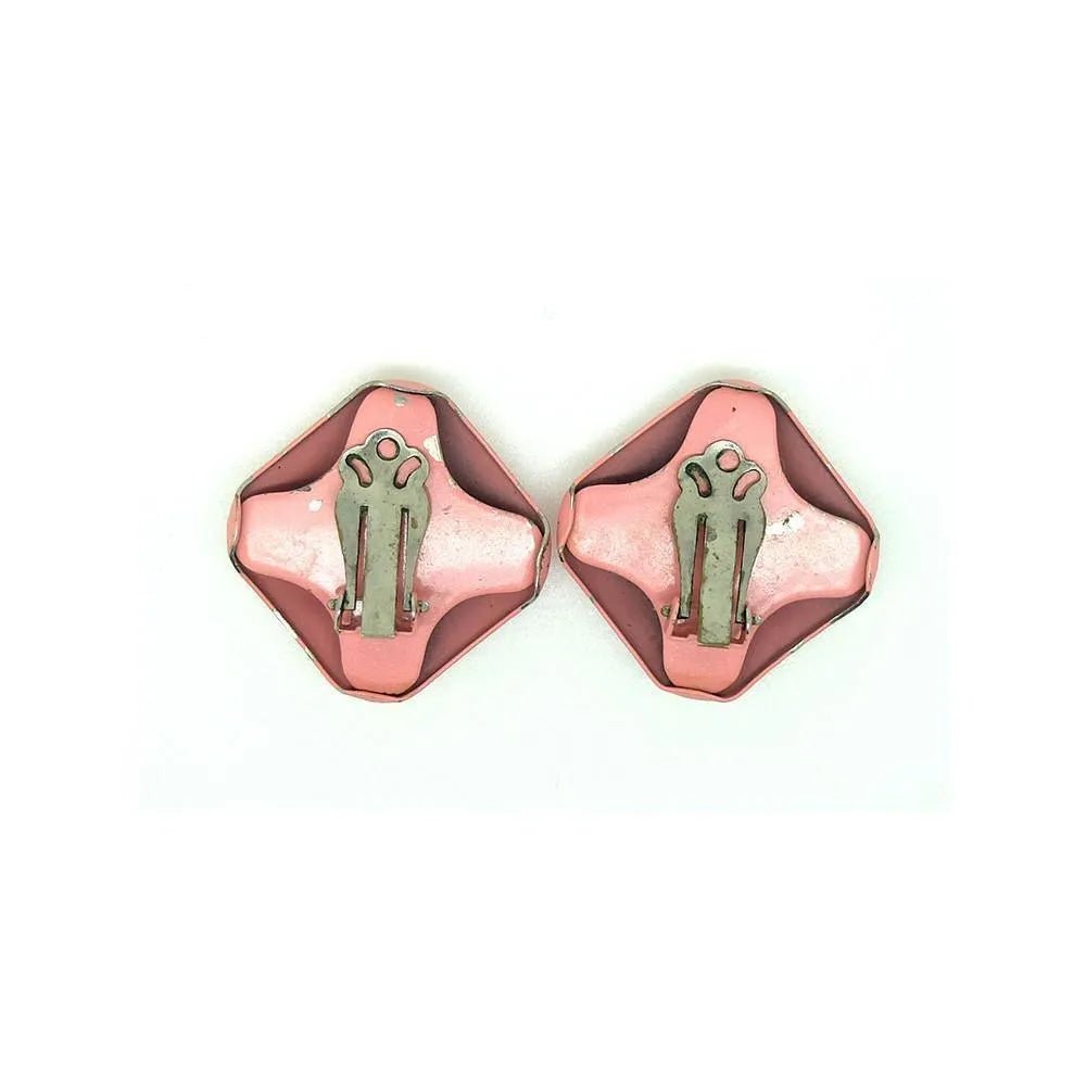 Vintage 1960's Pastel Pink Clip Earrings, view 3