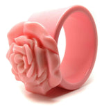 Vintage 1960s Pink Rose Flower Bangle Bracelet