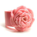 Vintage 1960s Pink Rose Flower Bangle Bracelet